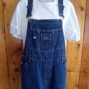 Squeeze denim overall shorts